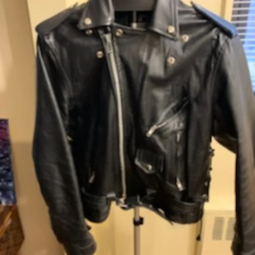 Vintage Moto Black Leather Jacket from The Antique Boutique